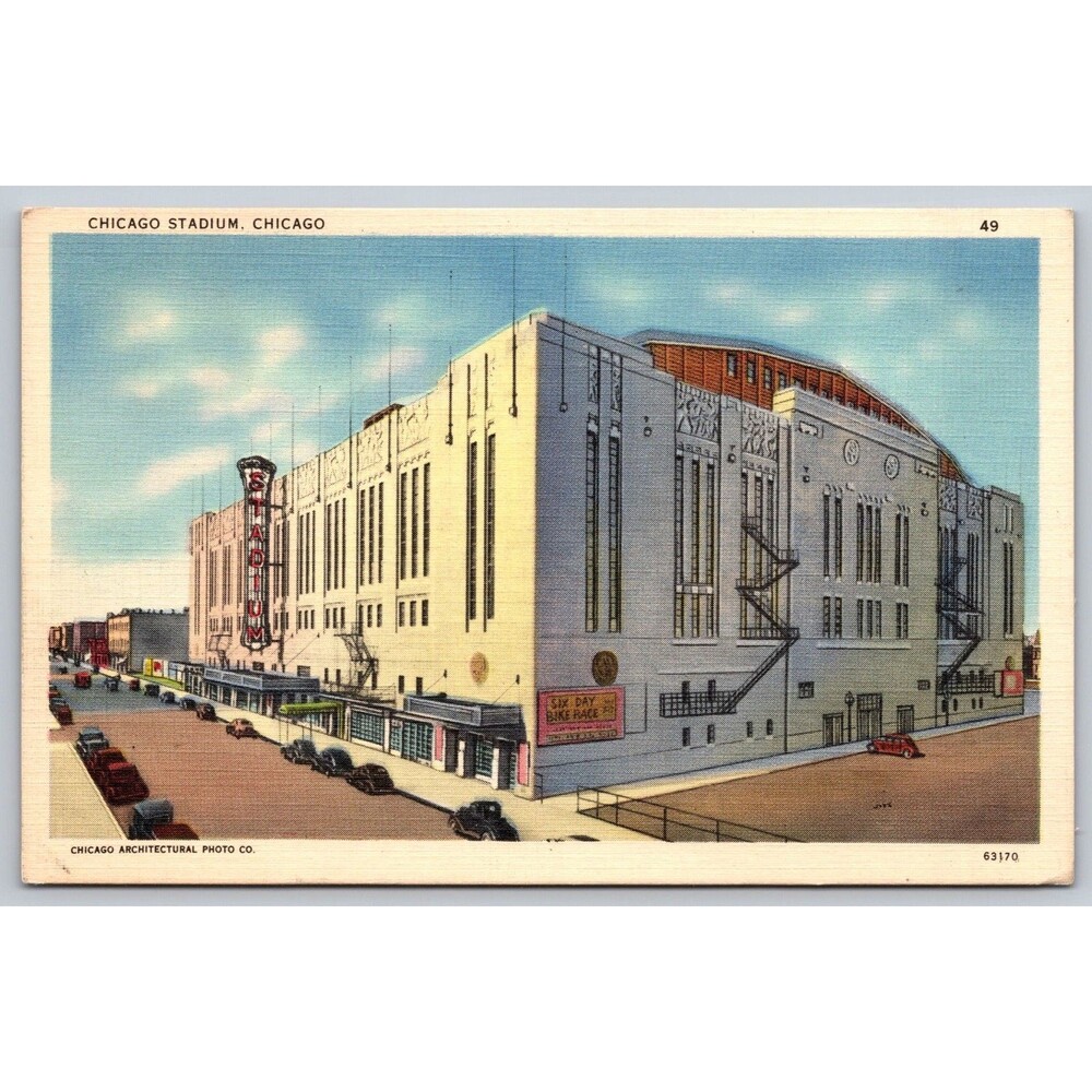 Vintage Chicago Stadium IL Linen Postcard Tichnor Quality Views 63170 Unposted